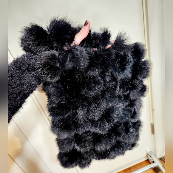 Rabbit Fur Cowl Neck Warmer Scarf - Picture 3 of 4